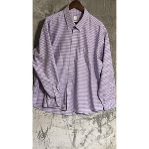 Sero By Forsyth Mens 2XL Purple Check Button Down Shirt No Iron Tailored Fit